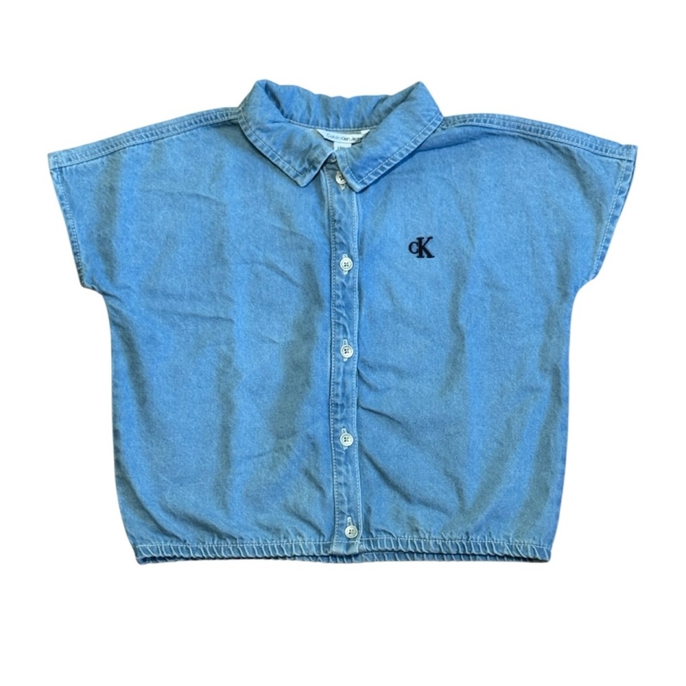 Calvin Klein Jeans Denim Elastic Waist Button Up Shirt BNWT